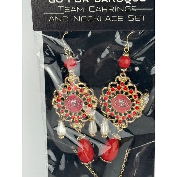 NFL Womens Baroque Team Earring & Necklace Set San Francisco 49ers Red One Sz - Picture 2 of 4